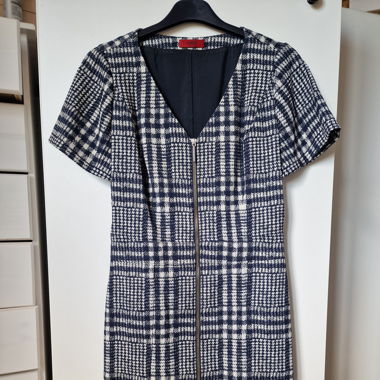 Robe motif Jacquard bleu marine blanc