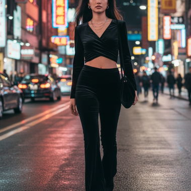 Ensemble en velours Zara / Velvet Set – Pantalon & Crop Top