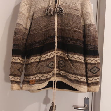 Merlin Wollkapuzenjacke beige-braun Gr. L