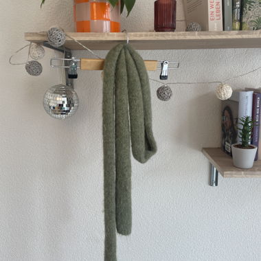 Green Slim Knit Scarf