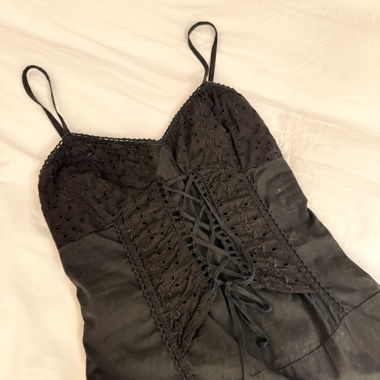 Black Lace-up Dress