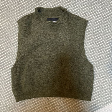 Maglione senza maniche kaki