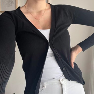 Black cardigan, Zara, size S (36 FR).
