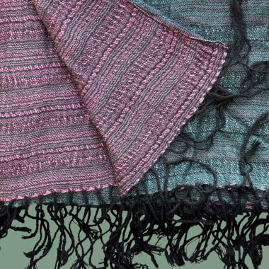 Fransenschal in Rosa und Türkis