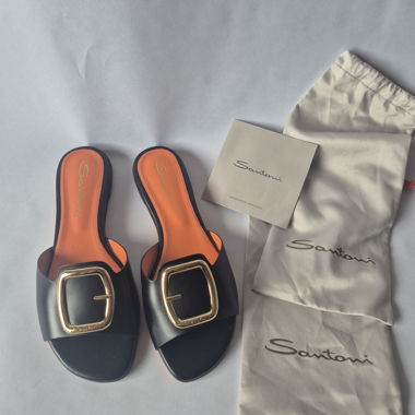 Black Santoni Flat Sandals