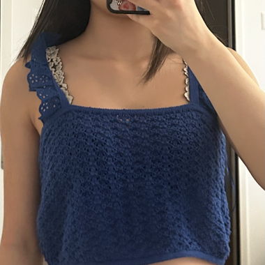 Zara blaues Häkel-Top