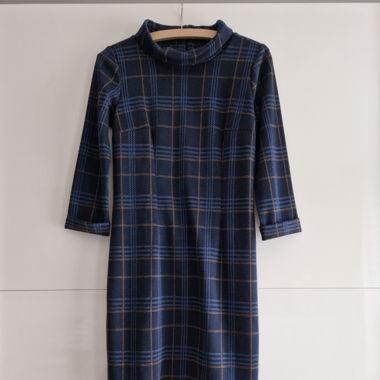 lässiges Karo-Kleid, blau/braun