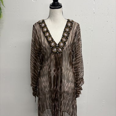 Jodé Dress with Animal Print Silk Tunic Leo XS