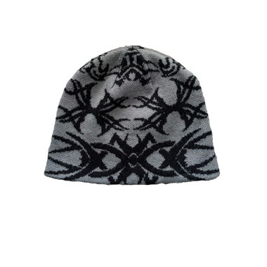 tribal knitted hat grey-black