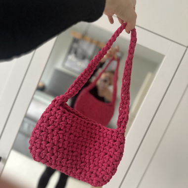 Gehäkelte Schultertasche Pink (handmade)