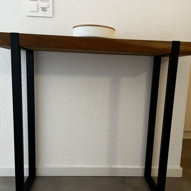 Console murale bois chêne massif et metal