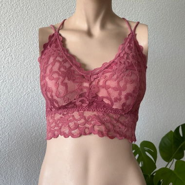 Set Spitzen-Bustier Senfgelb & Altrosa