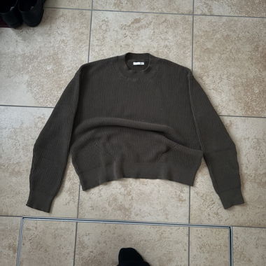 Brown Boxy Zara ribbed knit sweater