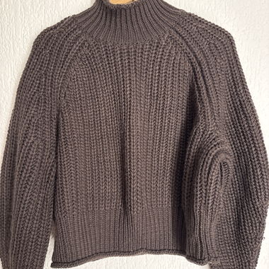 Grobstrick-Pullover braun