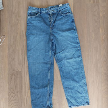 COS straight leg high rise ankle length blue jeans