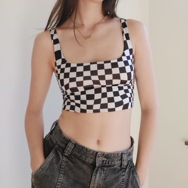 Black and white checkered crop top
