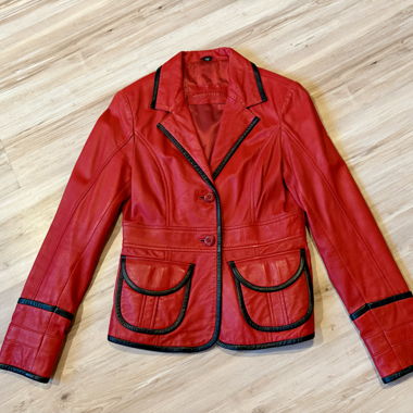 Veste en cuir rouge Gr. 36