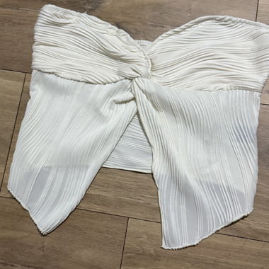 White Pleated Bustier Top