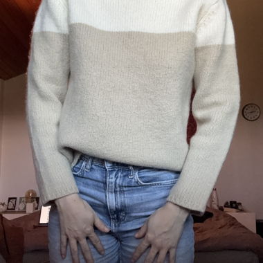 Pull col roulé beige