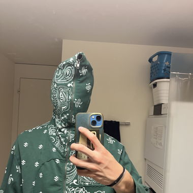 Jaded London Green Paisley Zip Hoodie