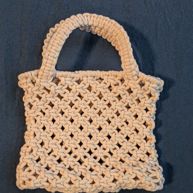 Handmade cream macrame handbag 