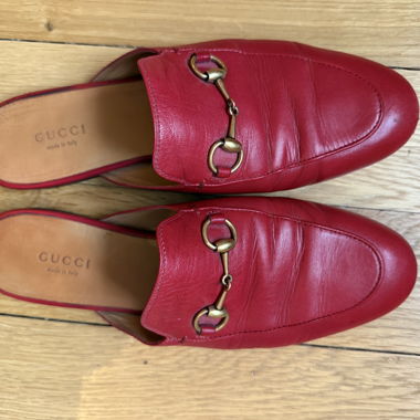 Mocassini mule in pelle rossa Gucci