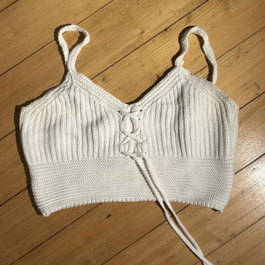 Top corto in maglia bianco