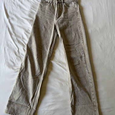 Jeans beige taille haute