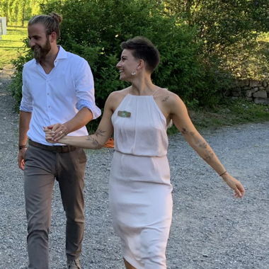 Abendkleid schlicht altrosa light