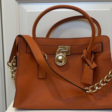 Borsa a mano in pelle arancione Michael Kors