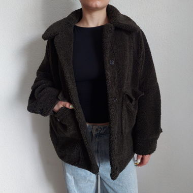 Giacca teddy oversize verde scuro Zara // XS