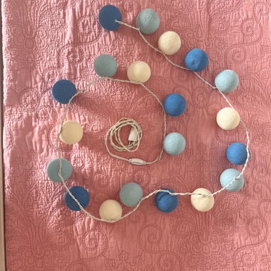 String Lights with Fabric Balls in Blue Shades