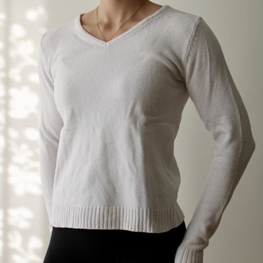 Pull à encolure en V, blanc
