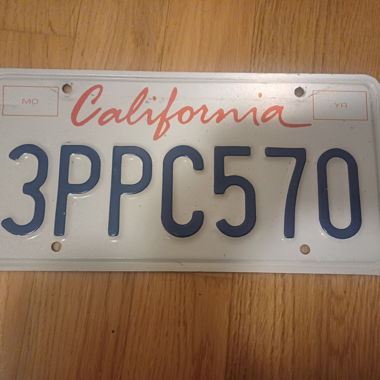 Vintage American car license plate