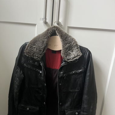 Black vintage leather jacket from Mauritius