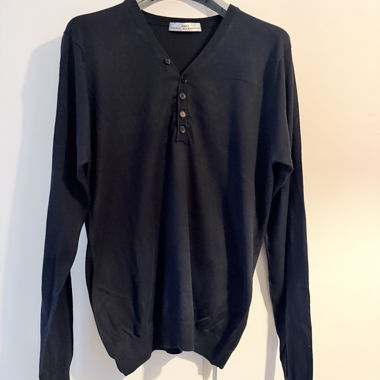 Cardigan nero in seta e cotone