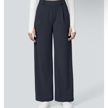 Pantaloni ampi in tessuto blu scuro
