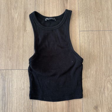 Top a coste nero ZARA, taglia S