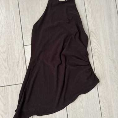 Brown asymmetrical top with open back
