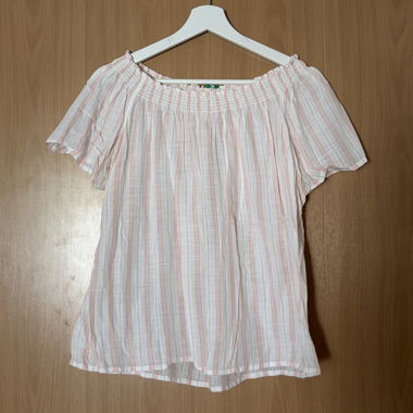 Pink and White Striped Blouse