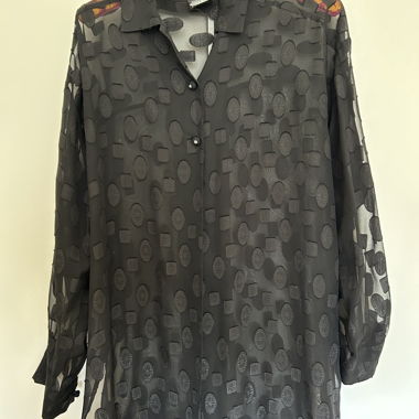 Blusa trasparente da donna nera