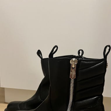 Schwarze Buffalo Leder Boots Gr. 37 Plateau