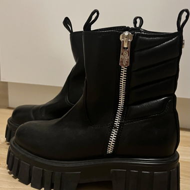 Schwarze Buffalo Leder Boots Gr. 37 Plateau