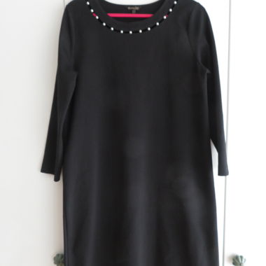 Black dress with bead detailing by Massimo Dutti
