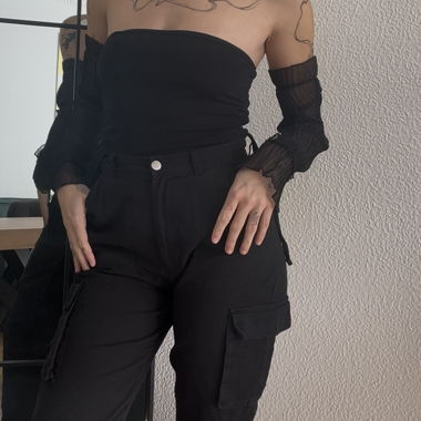 Missguided black cargo pants 