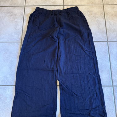 Pantalone in lino Stradivarius blu scuro taglia L