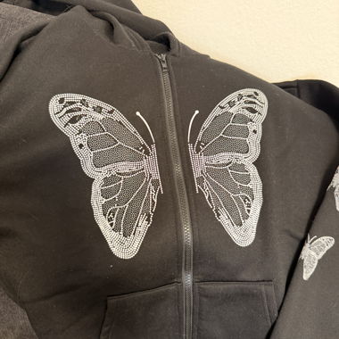 Black SHEIN Hoodie with Butterflies –