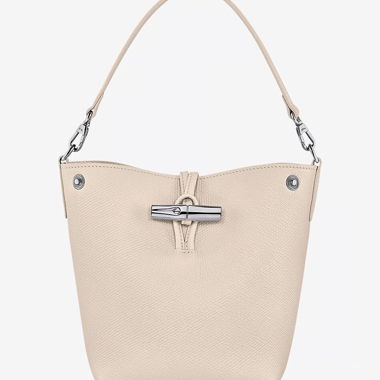 Longchamp Borsa secchiello in pelle grana beige