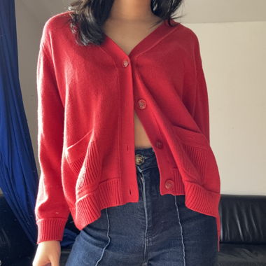 vintage red cardigan