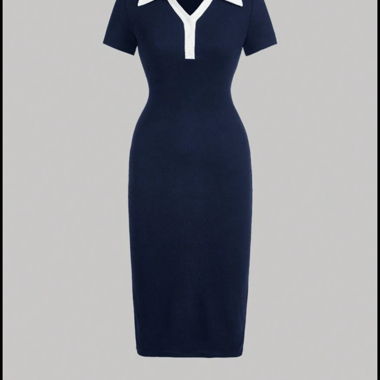 Robe bleu marine boutonnée
